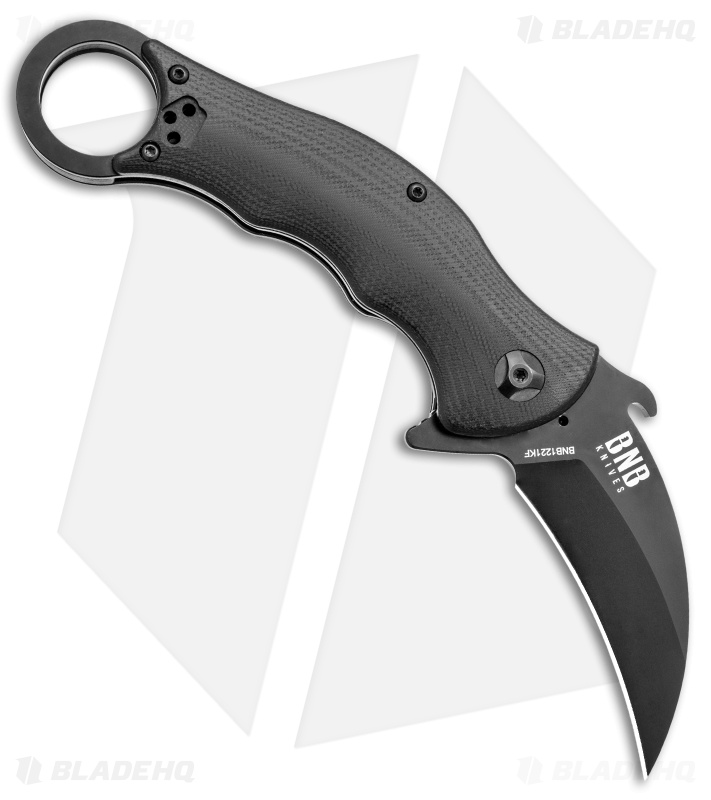 Buck N Bear Tactical Karambit Liner Lock Knife Black G-10  (2.5" Black)