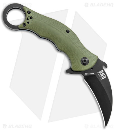 Buck N Bear Tactical Karambit Liner Lock Knife Green G-10  (2.5" Black)