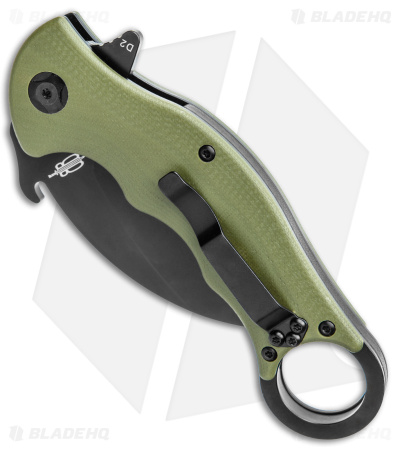 Buck N Bear Tactical Karambit Liner Lock Knife Green G-10  (2.5" Black)