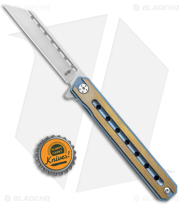 Buck N Bear Thunderbird Frame Lock Knife Blue/Brown Titanium (3.5" Satin)