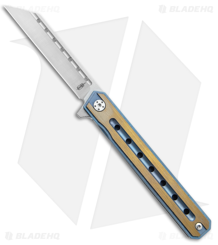 Buck N Bear Thunderbird Frame Lock Knife Blue/Brown Titanium (3.5" Satin)