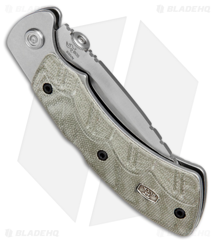 Buck Open Season Folding Skinner Lockback Knife OD Green Micarta (3.7" Satin)