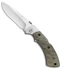 Buck Open Season Folding Skinner Lockback Knife OD Green Micarta (3.7" Satin)