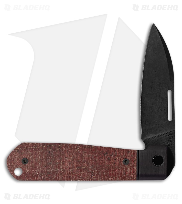Case Revoindie Bridgeline Knife 3.96" Dark Red Burlap Micarta (Highbanks) 10768