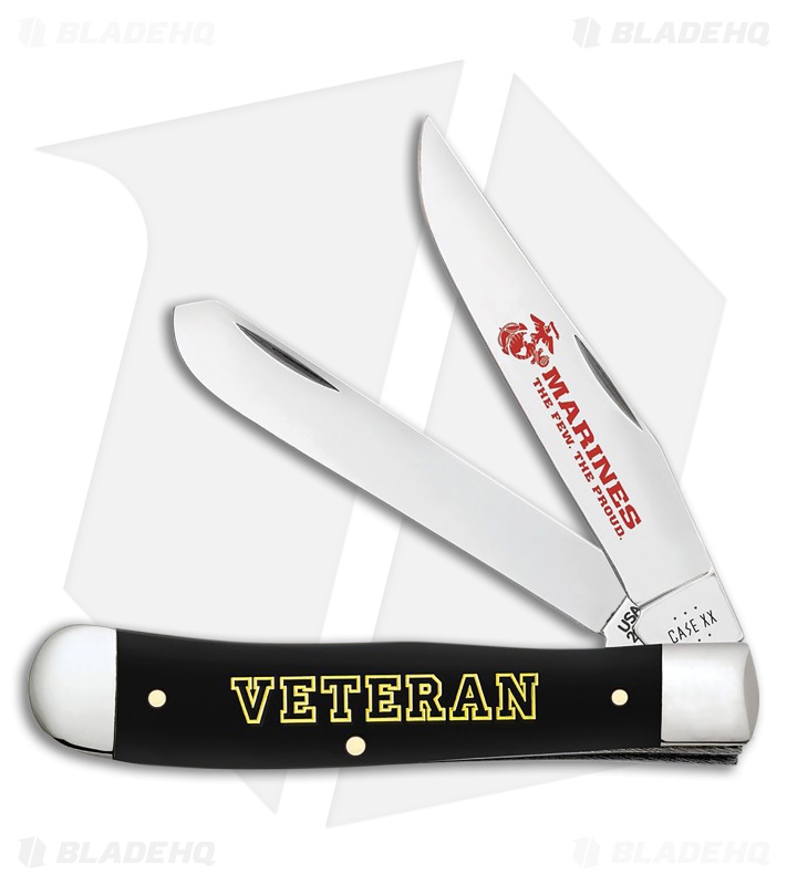 Case Cutlery USMC Veteran Trapper Smooth Black Synthetic (3.25" Polished)
