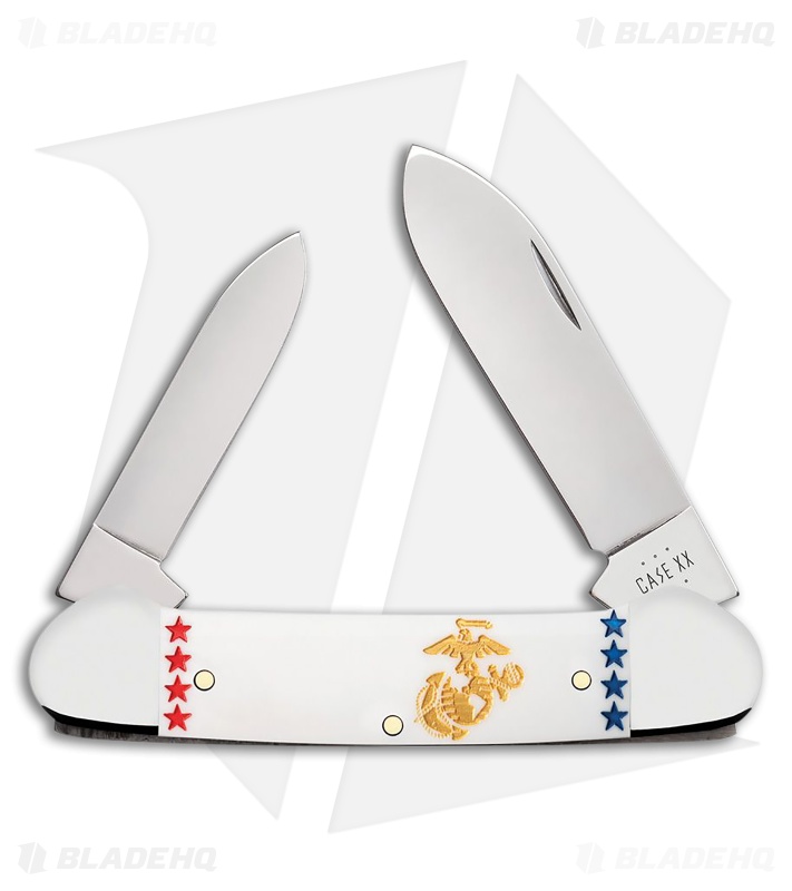 Case Cutlery USMC Canoe Smooth White Synthetic (2.625 Polished)