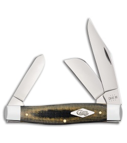 Case Large Stockman Knife 4.25" Black Green Canvas Micarta (10375 SS) 23476
