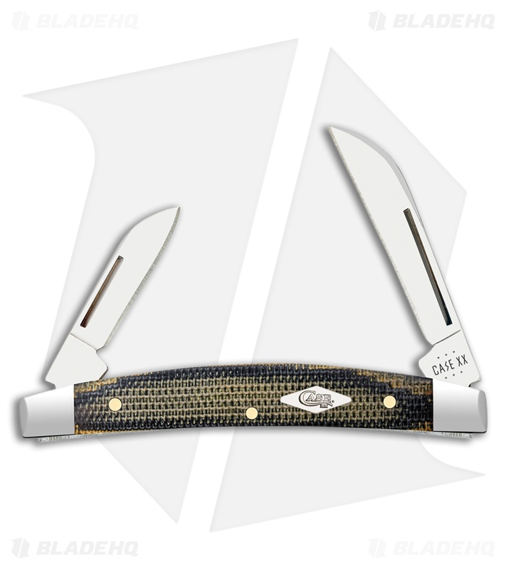 Case Small Congress Knife 3.1" Black Green Canvas Micarta (10268 SS) 23477