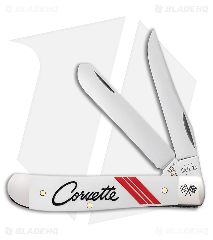 Case Cutlery Mini Trapper Chevrolet Corvette White Synthetic (2.75