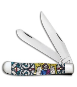 Case Trapper Knife 4.1" Stained Glass Angel Colorwash Natural Bone (6254 SS)