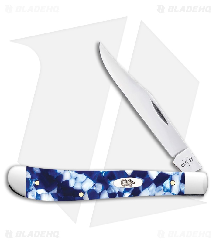 Case Cutlery Slimline Trapper Blue Crackle Kirinite (3.25" Polish)