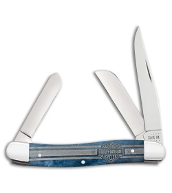Case Harley Davidson Medium Stockman Knife 3.6" Navy Blue Bone (6318 SS) 52230