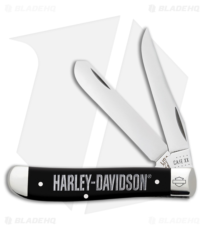 Case Knives Harley Davidson Mini Trapper Knife 3.5" Black Delrin (2207 SS) 52231