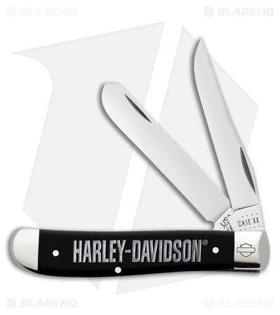 Case Knives Harley Davidson Mini Trapper Knife 3.5" Black Delrin (2207 SS) 52231