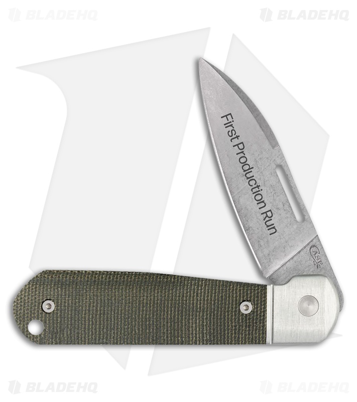 Case Revoindie Bridgeline Knife 3.96" Green Canvas Micarta (Highbanks) 82231