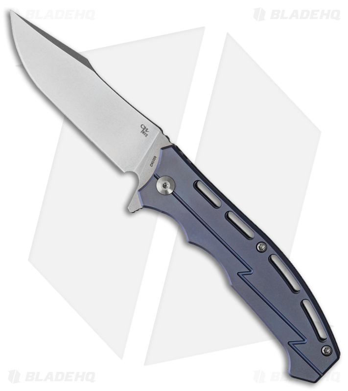 CH KNIVES Lightweight Blue Titanium Frame Lock - Blade HQ