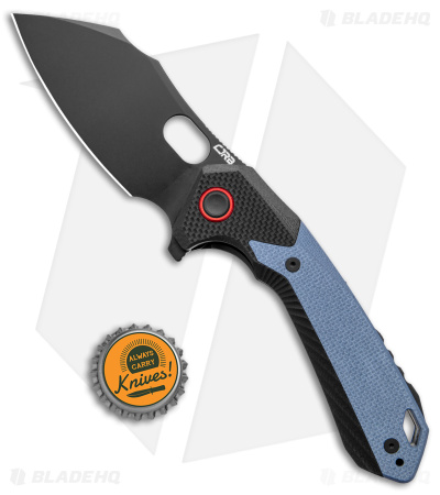 CJRB Caldera Liner Lock Flipper Knife Blue/Black G-10 ( 3.5" Black)