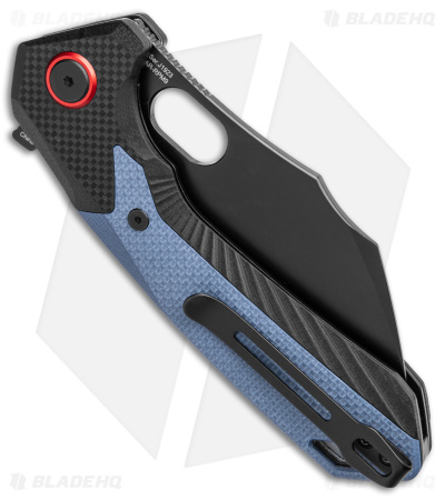 CJRB Caldera Liner Lock Flipper Knife Blue/Black G-10 ( 3.5" Black)