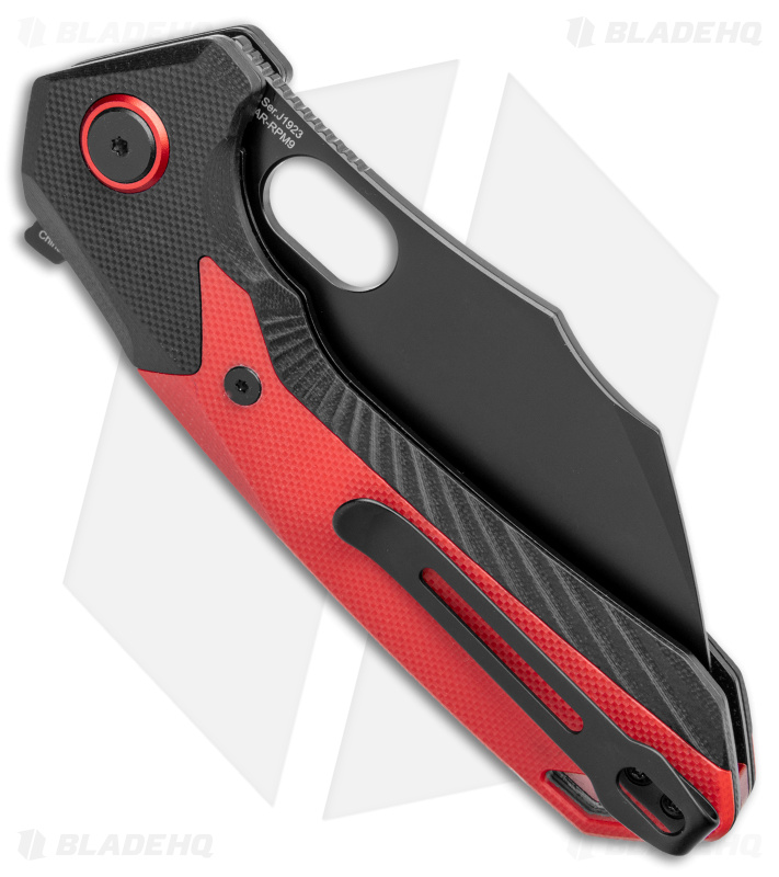 CJRB Caldera Liner Lock Flipper Knife Red/Black G-10 ( 3.5" Black)