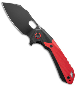 CJRB Caldera Liner Lock Flipper Knife Red/Black G-10 ( 3.5" Black)