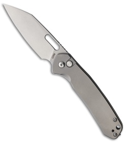 CJRB Pyrite Wharncliffe Button Lock Knife Titanium (3.13" Stonewash)