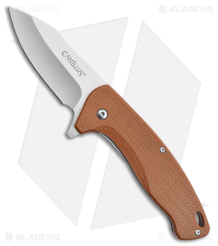 Camillus Arvo Spring Assisted Liner Lock Knife Brown Micarta (3" Satin)
