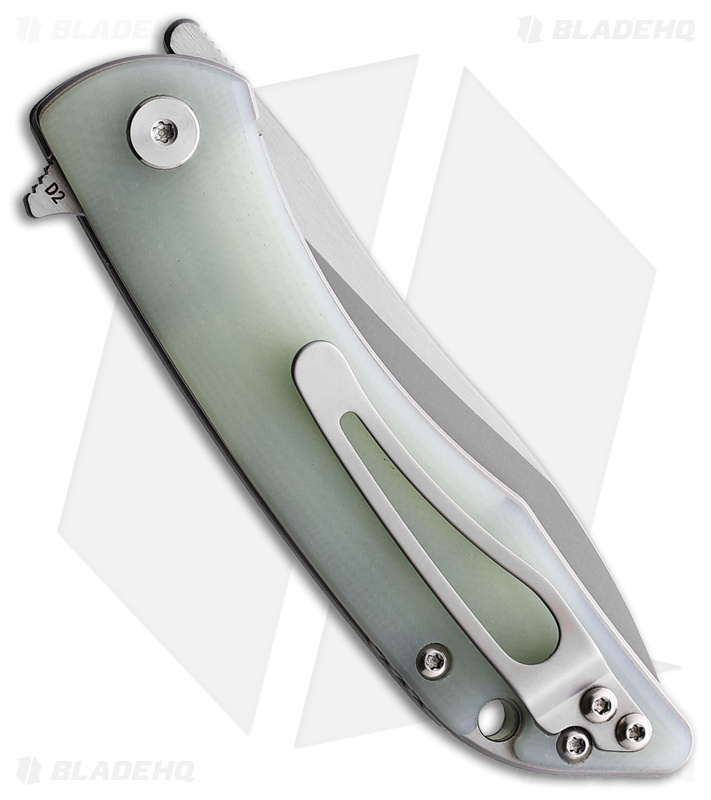 CMB Made Knives Blaze Liner Lock Knife Natural Jade G-10 (3" Bead Blast D2)
