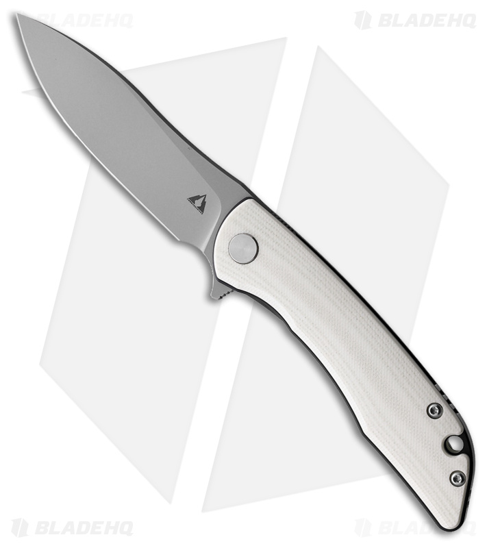 CMB Made Knives Blaze Liner Lock Flipper Knife White G-10 (3" Bead Blast D2)