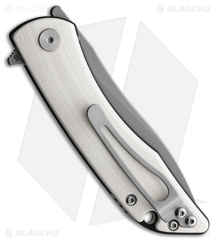 CMB Made Knives Blaze Liner Lock Flipper Knife White G-10 (3" Bead Blast D2)