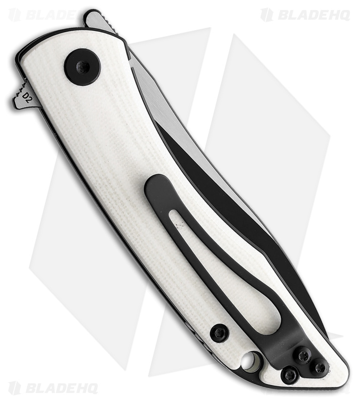 CMB Made Knives Blaze Liner Lock Flipper Knife White G-10 (3" Two-Tone D2)