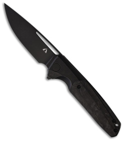 CMB Made Knives Darma Liner Lock Knife Black Ti + Black CF (3.7" Black SW)