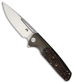 CMB Made Knives Darma Liner Lock Knife Ti + Black/Copper CF (3.7" Satin)