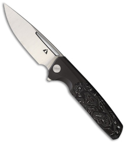 CMB Made Knives Darma Liner Lock Knife Ti + Black/White CF (3.7" Satin)