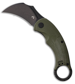 CMB Made Knives Falcon Karambit Liner Lock Knife Green G-10 (2.6" Black SW)