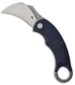 CMB Made Knives Falcon Karambit Liner Lock Knife Blue G-10 (2.6" Stonewash)