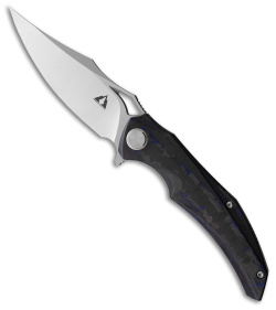 CMB Made Knives Prowler Frame Lock Knife Black Titanium/Carbon Fiber Blue