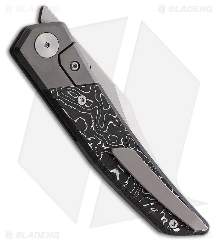 CMB Made Knives Zetsu Frame Lock Knife Ti + Silver Swirl CF (3.6" Satin)