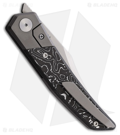 CMB Made Knives Zetsu Frame Lock Knife Ti + Silver Swirl CF (3.6" Satin)