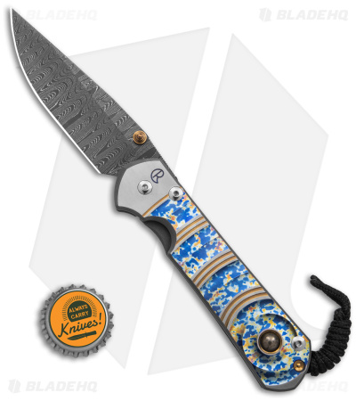 Chris Reeve Large Sebenza 31 Unique Graphic Pyrite Cabochon (3.6" Ladder Damasc)
