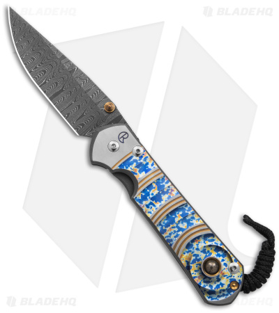 Chris Reeve Large Sebenza 31 Unique Graphic Pyrite Cabochon (3.6" Ladder Damasc)