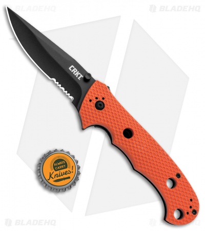 CRKT Hammond Cruiser LAWKS Liner Lock Knife Orange (3.75" Black Serr) 7914ORB