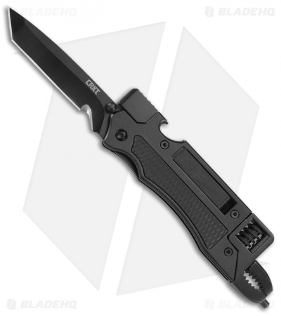 CRKT Septimo Multi-Tool Tanto Liner Lock Knife Black Aluminum (2.9" Black)