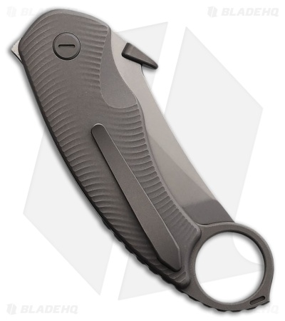 Cavol Kobra Button Lock Karambit Knife DLC Mirror Titanium (2.4" SW S90V)