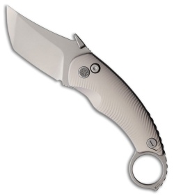 Cavol Kobra Button Lock Karambit Knife Silver Titanium (2.4" SW S90V)