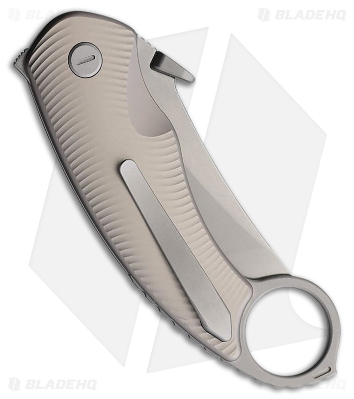 Cavol Kobra Button Lock Karambit Knife Silver Titanium (2.4" SW S90V)
