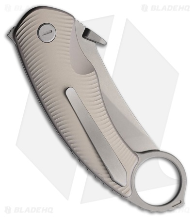 Cavol Kobra Button Lock Karambit Knife Silver Titanium (2.4" SW S90V)