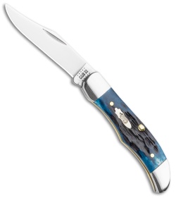 Case Pocket Hunter Knife Denim Blue Peach Seed Jigged Bone (61165