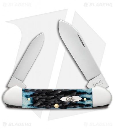 Case Cutlery Canoe Pocket Knife 3.625" Blue Jigged Bone Peach Seed (62131 SS)