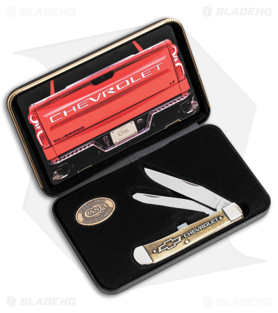 Case Cutlery Chevrolet Natural Bone Trapper Knife Gift Set