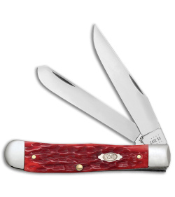 Case Cutlery Trapper Knife Peach Seed Jig Dark Red Bone (3.2")